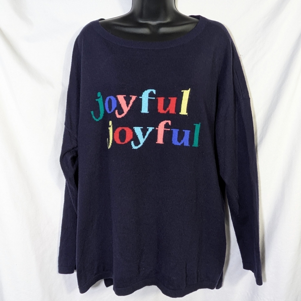 Talbot's Women's Navy Blue Joyful Sweater Soft Festive Slight High-low Sz 2X